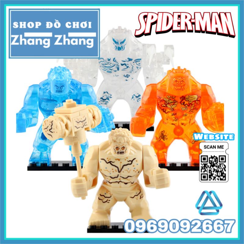 Đồ chơi Xếp hình Người đột biến Big Size Elementals - Spider Man : Far From Home Minifigures Xinh Xh1255 - 1258