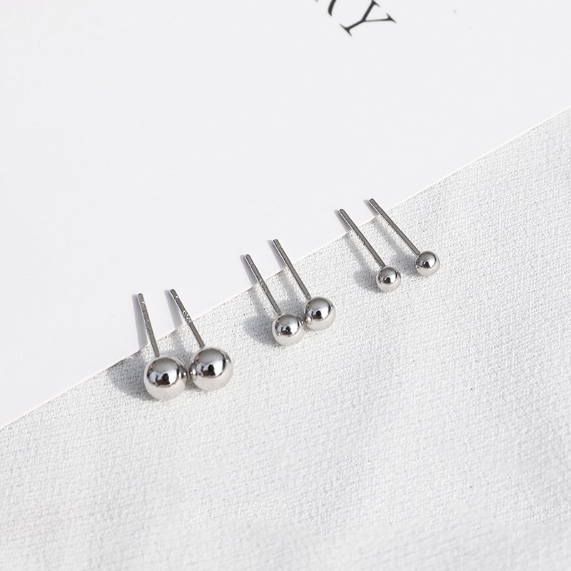 Bông tai bạc A04 đính hạt phong cách đơn giản dễ thương cho nữ