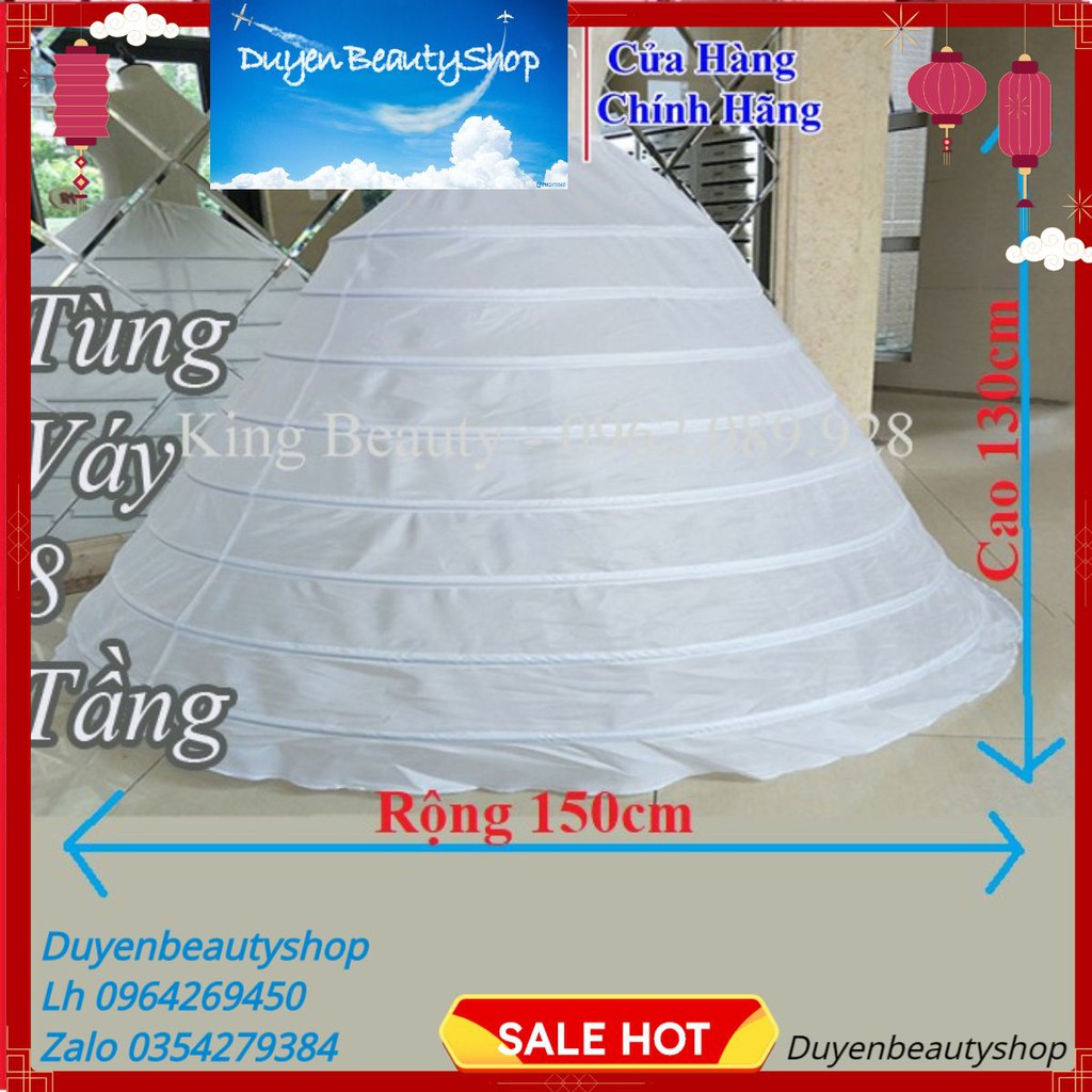 (Loại to đẹp )Tùng Váy 8 Tầng Dành Cho Cô Dâu , Đường May , khung Chắc Chắn