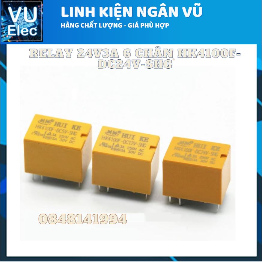 Relay 5V3A 6 Chân HK4100F-DC5V-SHG