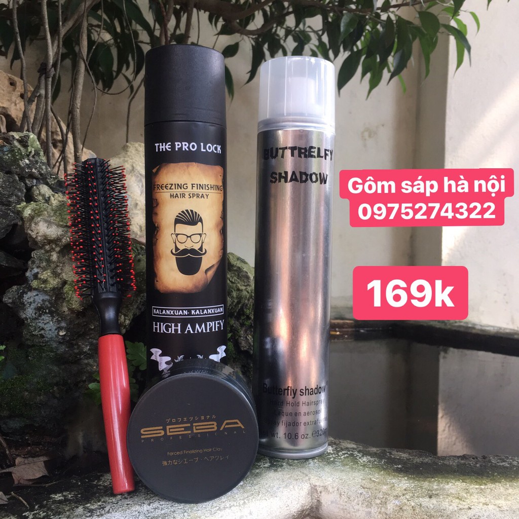 [Tăng Lược] Combo @ Gôm Xịt Tóc Buttrefly 320ml + The Pro Lock 320 ml + Sáp Vuốt Tóc Seba Chính Hãng