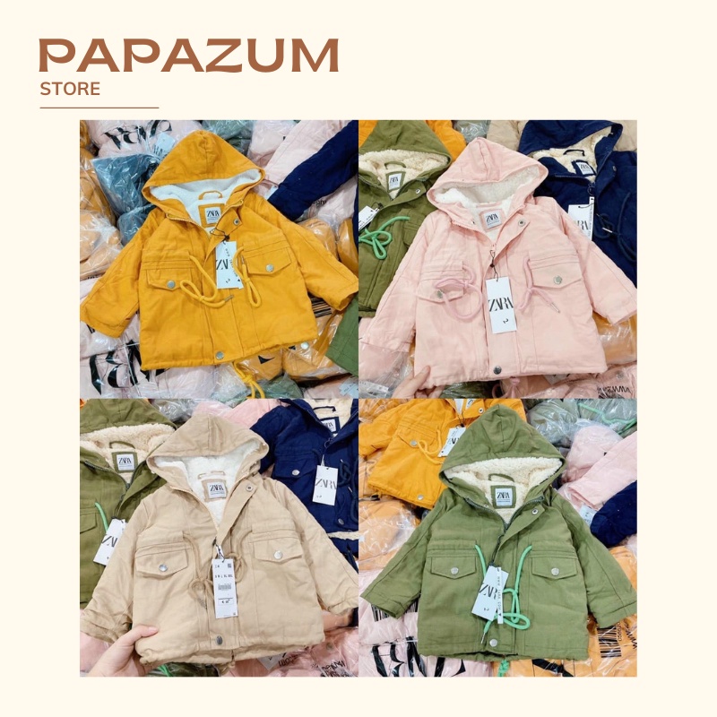 Áo khoác Parka chất kaki lót lông siêu dày siêu ấm hàng xuất khẩu cho cả bé trai gái thời trang trẻ em PAPAMU TQ55252G