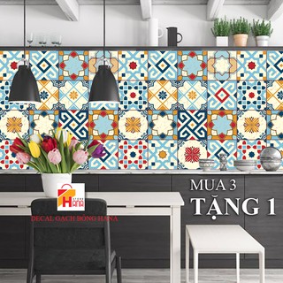 Decal gạch bông Mua 3 tặng 1 set 32 ô (60x120cm) Decal trang trí phòng khách, decal dán tường dán tủ dán bếp