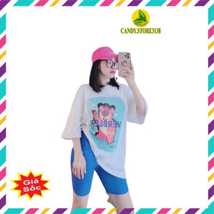 Set Bộ Áo Thun Nữ Form rộng tay ngắn - Quần Legging nữ lửng Cạp cao Bigsize Dễ thương giá Rẻ babacshop01