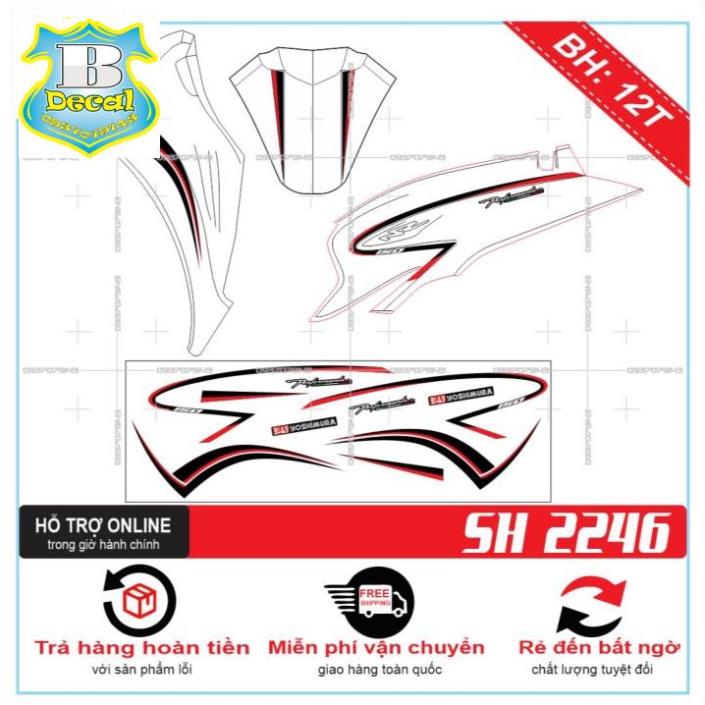 ( Quí khách vui lòng mang ra tiệm cho thợ dán ) Tem SH 2020 CHỈ DỎ ĐEN [Bi Decal]