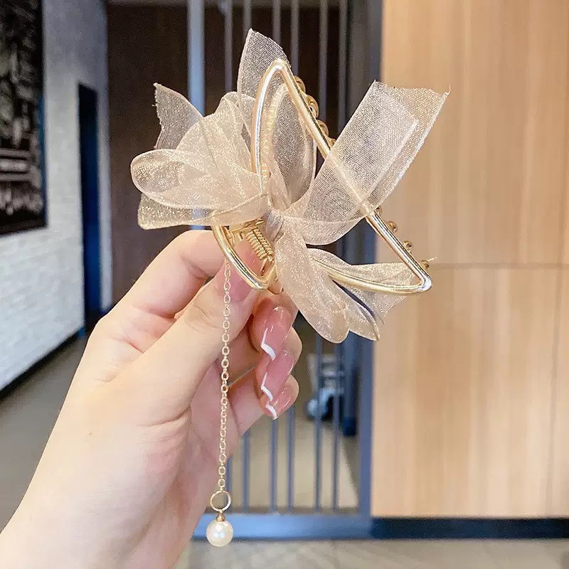 Kẹp tóc ren phong cách Hàn Quốc, kẹp nơ xinh, sang chảnh, kẹp còng cua thời trang dành cho nữ