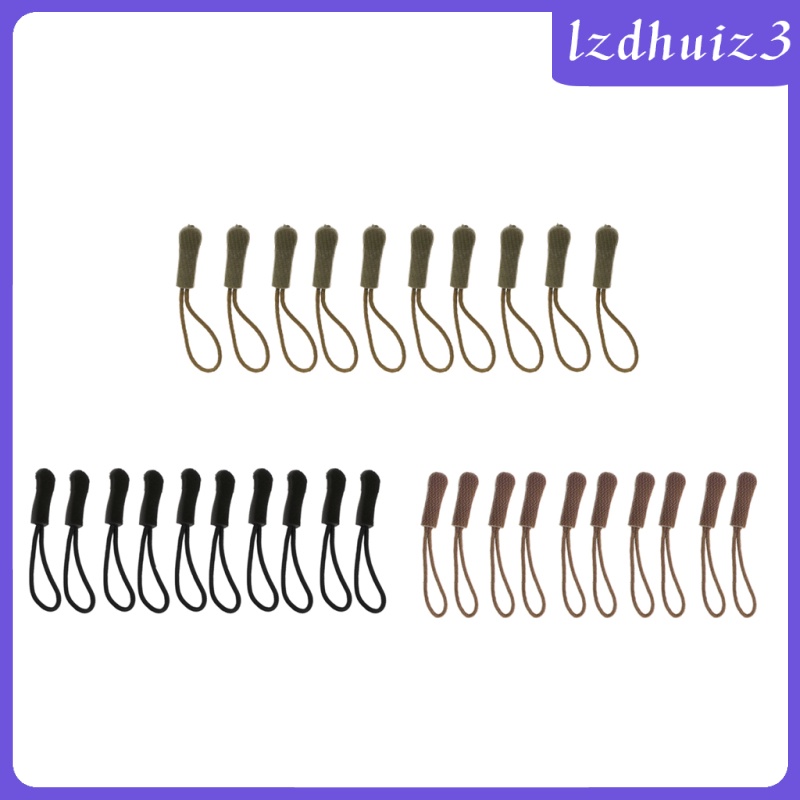 Gemgem Loey 30Pcs DIY Zipper Pulls Slider Cord Puller Ends Lock Zip Clip Buckle For Bag Jacket Backpack