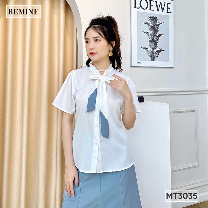 Set chân váy áo cổ nơ phối BEMINE MT3035XANH