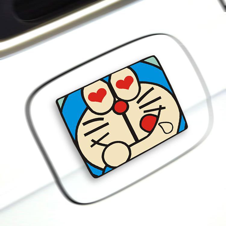 Sticker dán trang trí bình nhiên liệu xe ô tô không thấm nước hình mèo máy doraemon xinh xắn