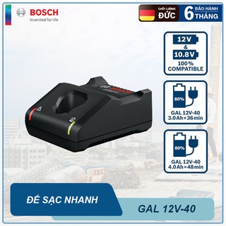 Đế sạc nhanh 10.8V, 12V Bosch 12V-40 (Mẫu mới 2019)  1600A01B8X