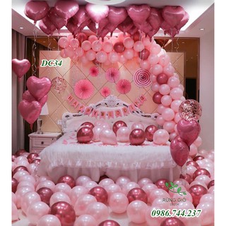 Set bóng trang trí phòng cưới, phòng tân hôn tông màu hồng mã dc34