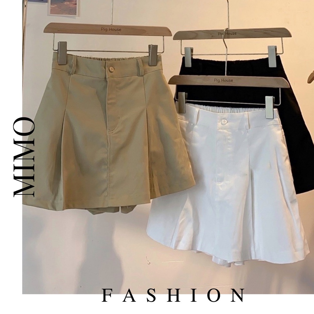 Quần Giả Váy Nữ Lưng Thun Chất Vải KaKi Có Lót Quần Bên Trong