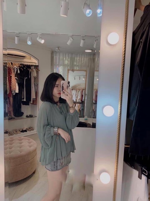 HÀNG LOẠI 1 Áo Sơ Mi Nữ Xếp Ly Nơ Cổ Siêu Xinh , Áo Kiểu Nữ Dáng Thụng Tay Bồng Nhẹ