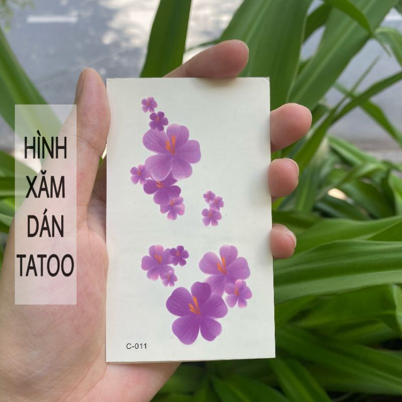 Hình xăm hoa lan tím c11. Tatoo dán tạm thời