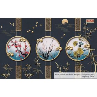 Tranh dán tường phòng khách phào chỉ KT 120x80cm
