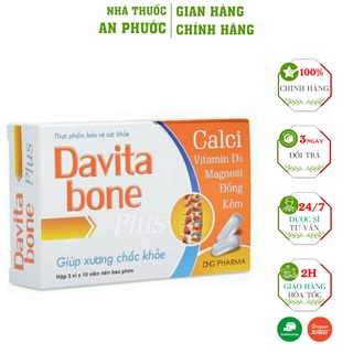 Viên Uống Bổ Xương Davita Bone Plus ⚡ CAM KẾT CHẤT LƯỢNG ⚡  Giúp Xương chắc khoẻ Hộp 30 viên