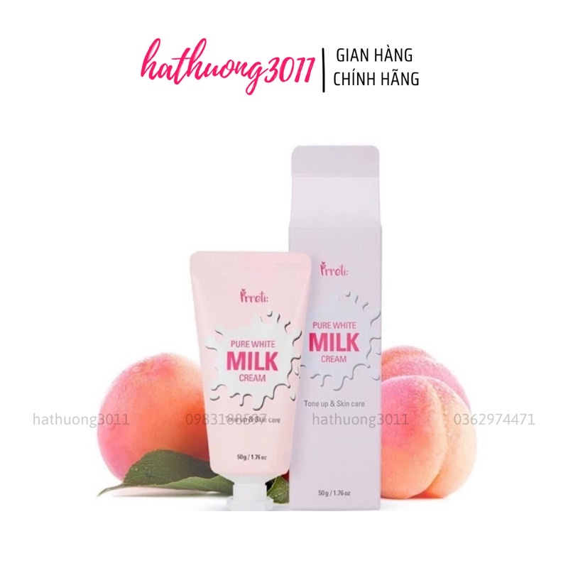 Kem dưỡng trắng nâng tone 2in1 Prreti Pure White Milk Cream 50g