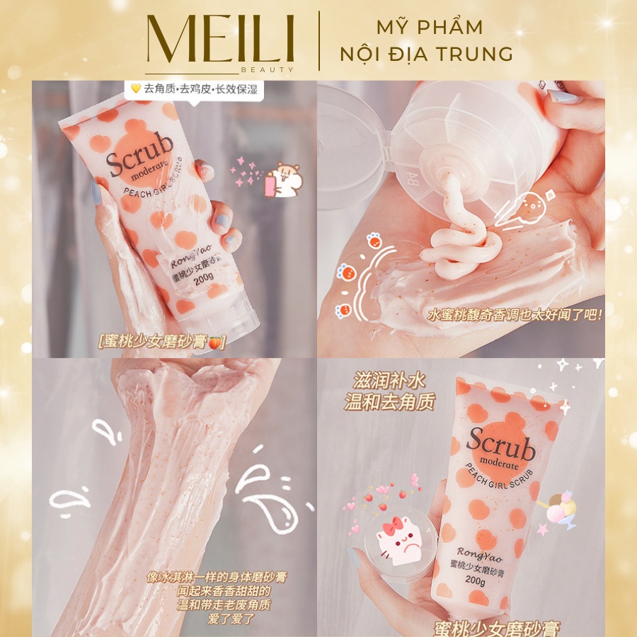 [HOT] Kem tẩy tế bào chết toàn thân hương đào thơm mát Peach Girl Crub - Meili Beauty