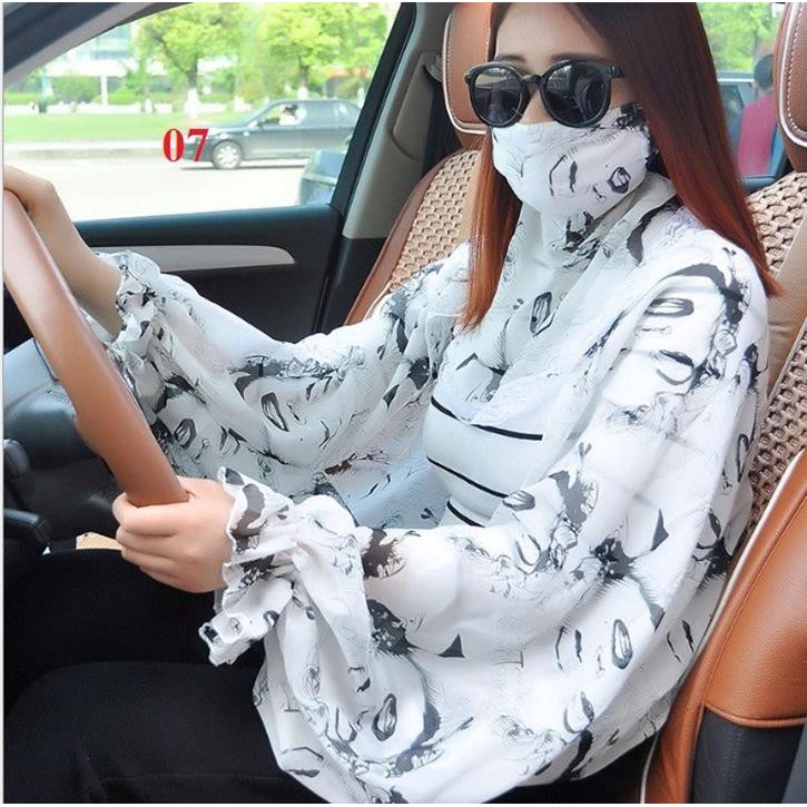 #460 Áo choàng chiffon chống nắng kèm khẩu trang
