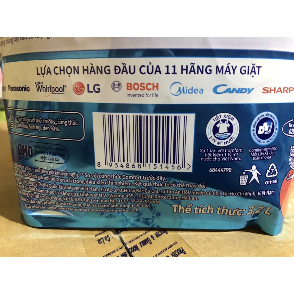 Nước Xả Vải Comfort Túi  1 Lần Xả Hương Ban Mai