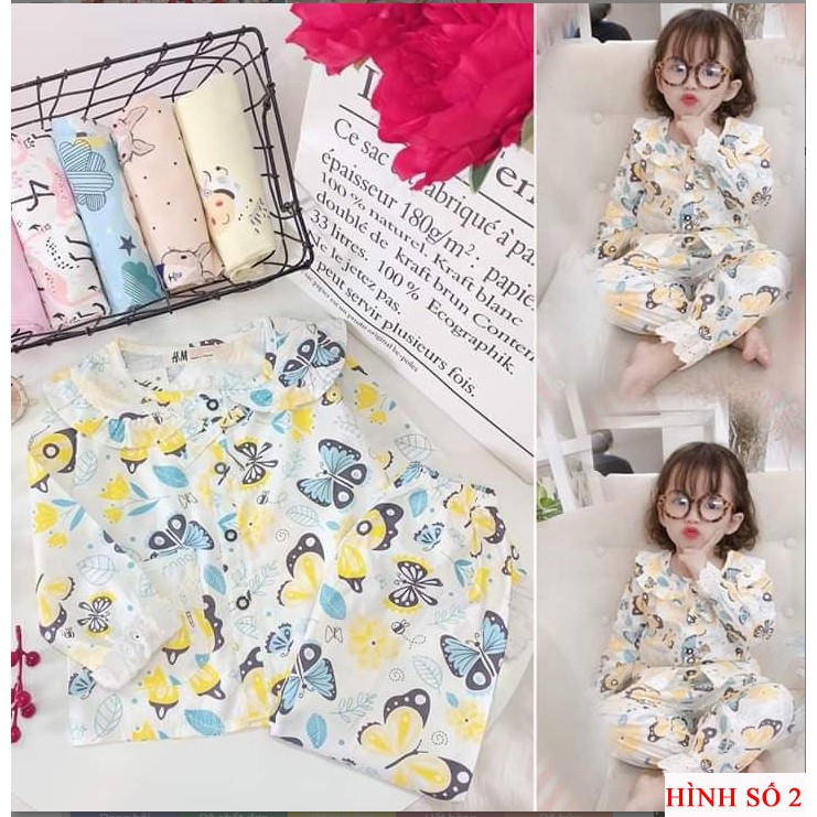 Bộ pijama dài tay cổ bèo in hình cho bé