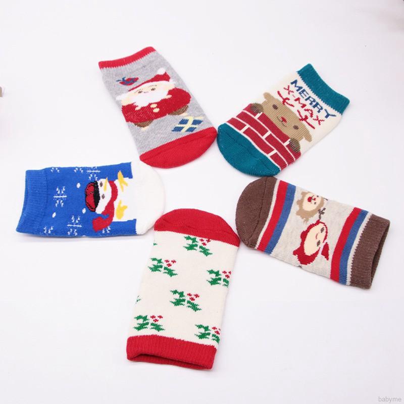Vớ cotton chống trượt họa tiết Giáng sinh cho bé trai và gái