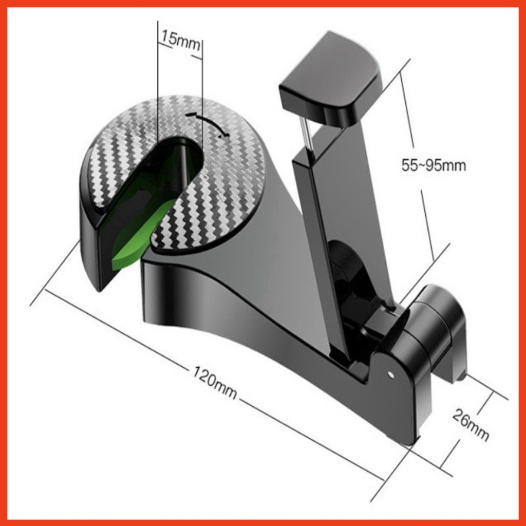 Móc treo đồ ô tô kiêm giá đỡ điện thoại 2 in 1 dành cho ô tô xe hơi chất liệu ABS cao cấp siêu bền sang trọng tiện lợi