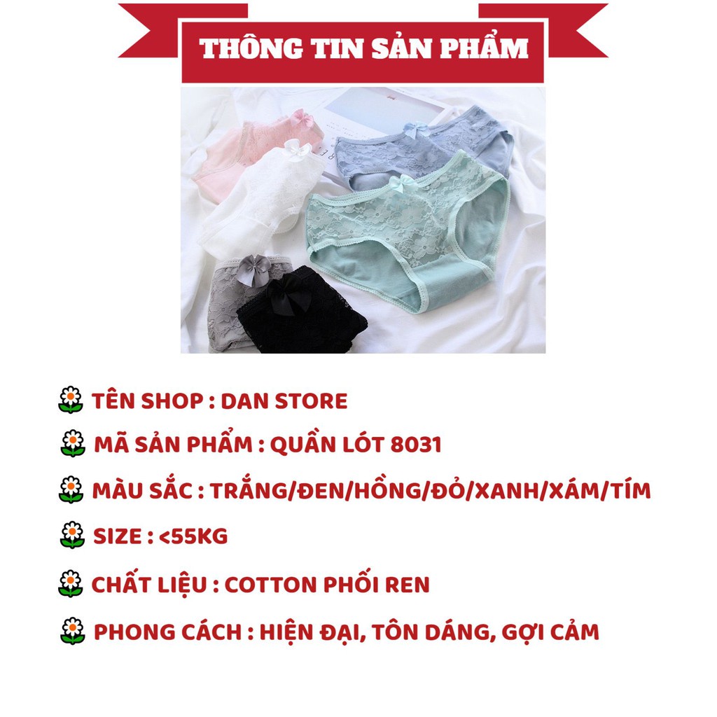 Quần Lót Nữ - Quần Lót Ren hoa cotton kháng khuẩn cạp ôm trẻ trung quyến rũ DAN STORE Mã 8031