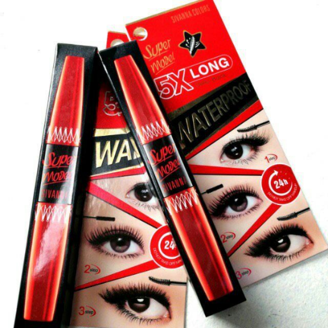 Mascara Cong Dài Mi X5 - SIVANNA SUPER MODEL 5X LONG DEEP BLACK