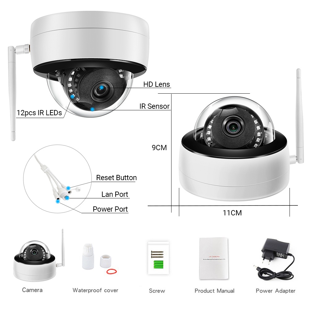Máy Quay An Ninh Hamrol 5MP Kết Nối Wifi IP 1080P Có Khe Cắm Thẻ SD