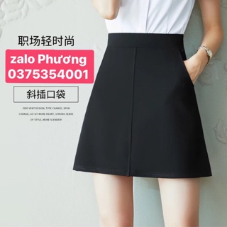 [NEW] Chân váy chữ A 2 túi chéo có khoá séc kéo chất umi co giãn 4 chiều