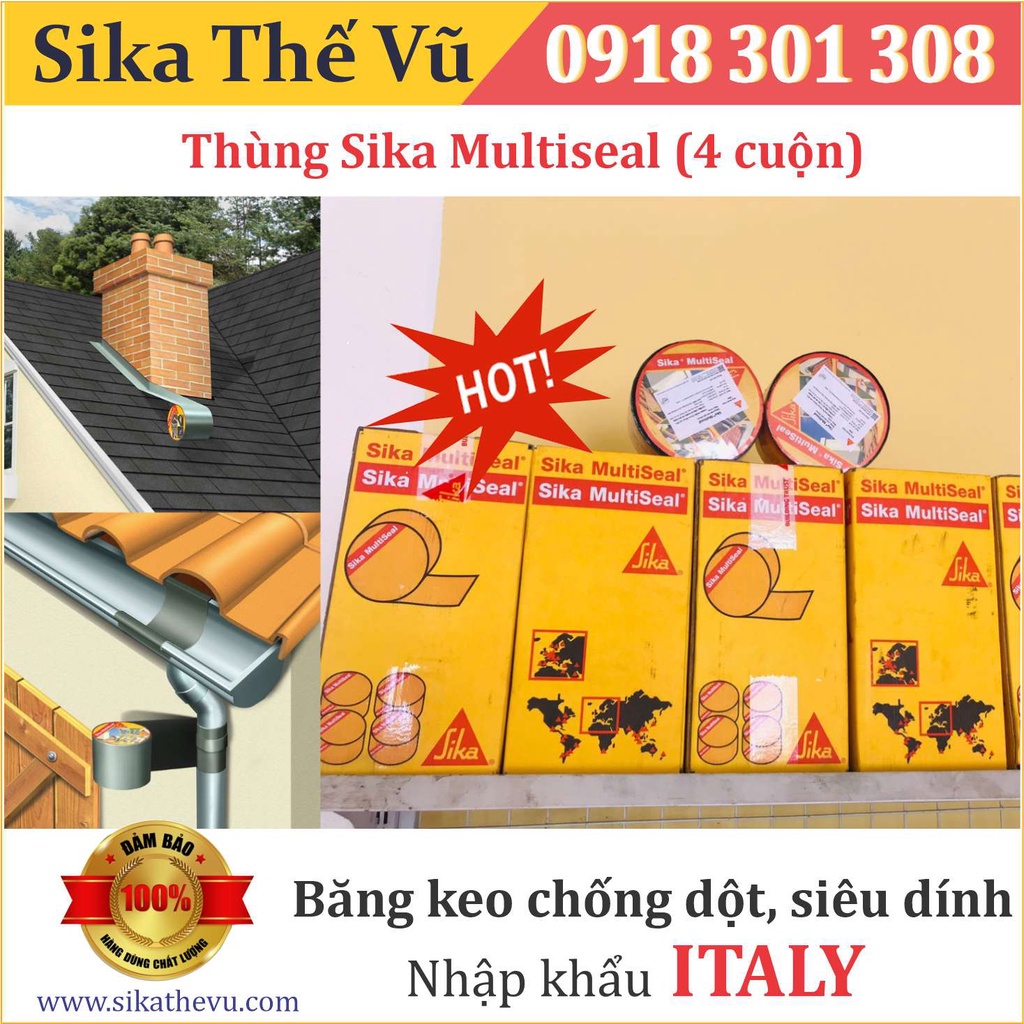 Combo 4 cuộn băng keo chống thấm, chống dột siêu dính, dùng trên mọi vật liệu Sika Multiseal (thùng) SIKA THẾ