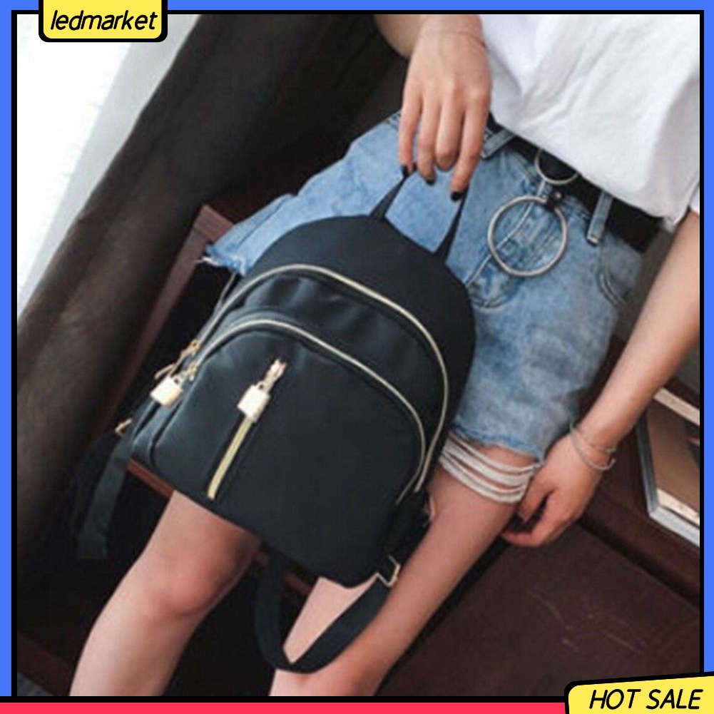 Ba lô nylon màu trơn kiểu dáng thời trang cho nữ