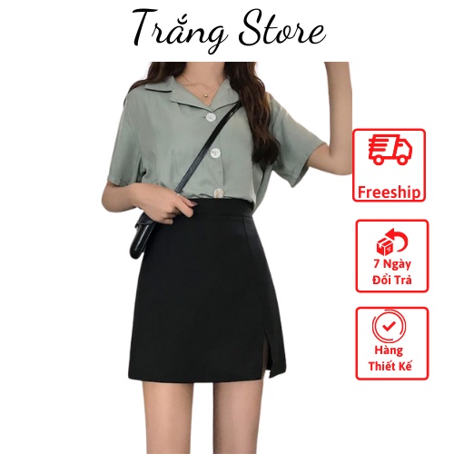 Chân váy chữ A ngắn có quần lót trong chân váy xẻ tà 1 bên vải tuyết mưa cao cấp mặc thoải mái đi làm, đi chơi siêu xinh