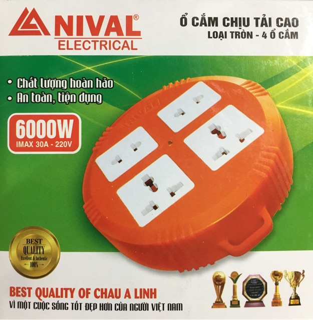 Ổ cắm tròn chịu tải cao Nival 4ổ cắm 6000w