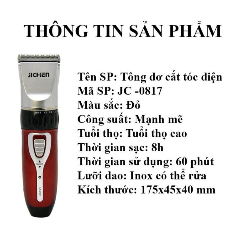 Tông đơ cắt tóc gia đình pin sạc JICHEN 0817