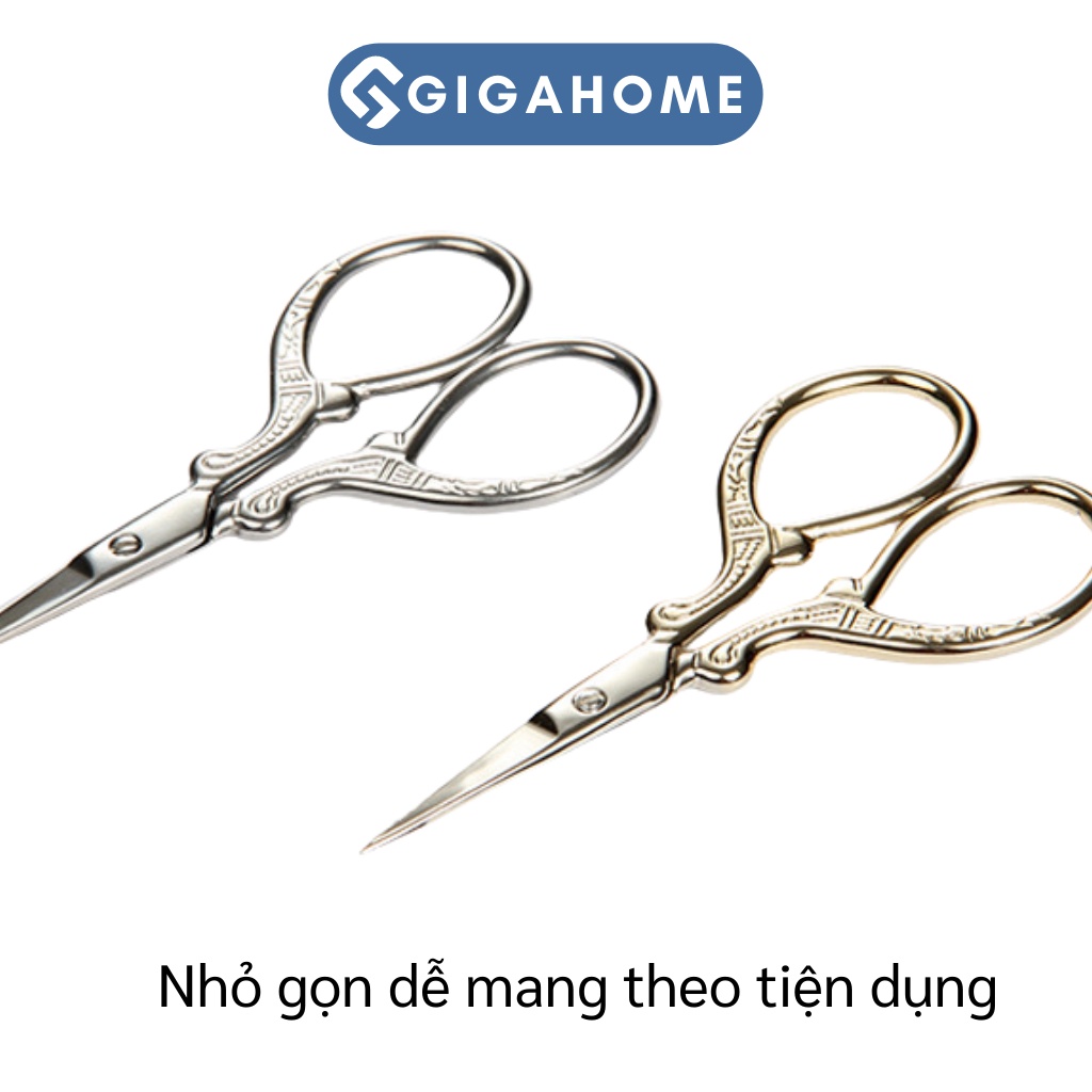 Kéo Cắt Tỉa Lông Mày, Lông Mi GIGAHOME Siêu Bén Họa Tiết Chim Hạc 9848