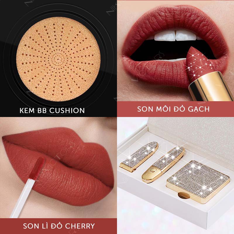 Combo Bộ Trang Điểm 3 Món Có 1Phấn BB CUSHION + 2Thỏi Son Môi