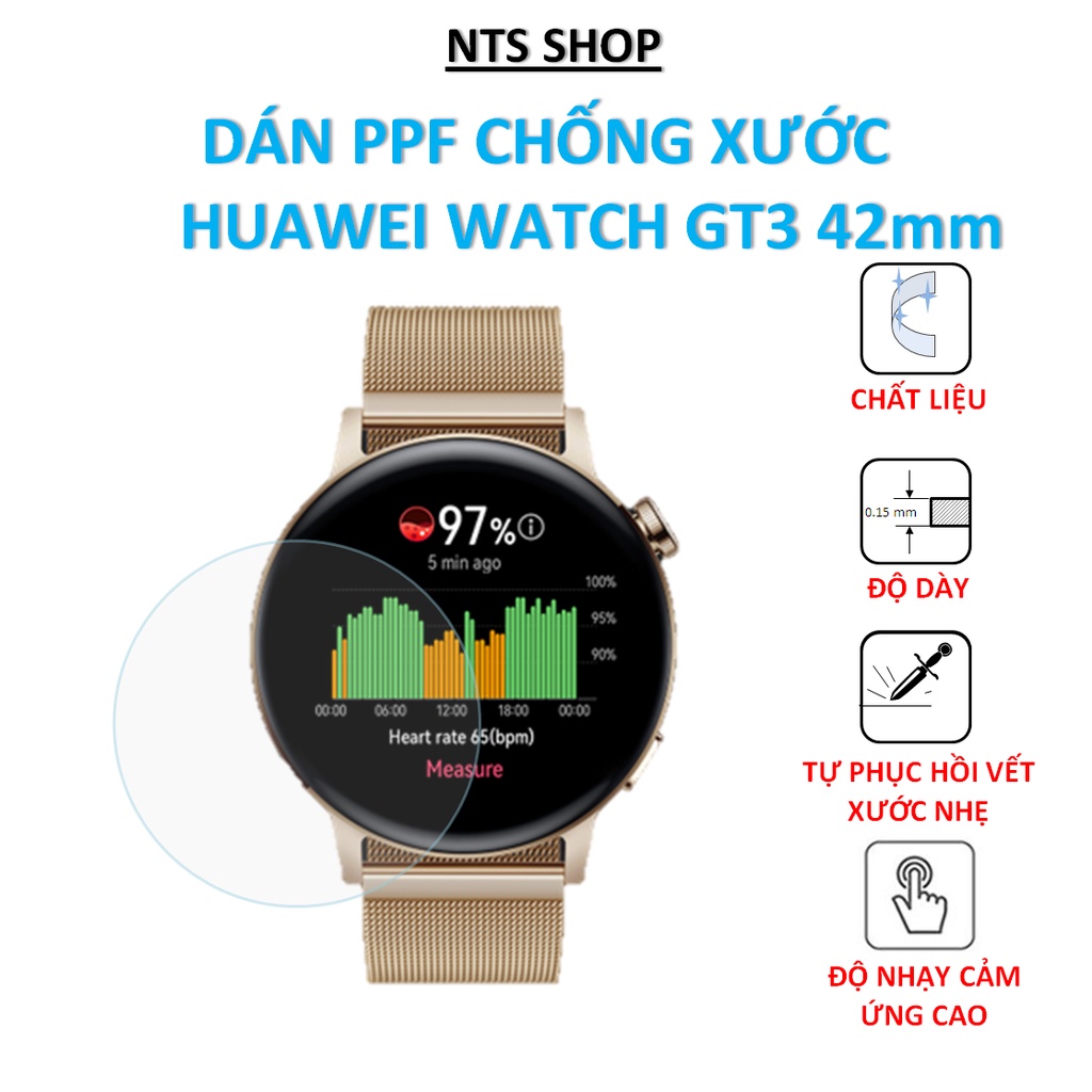 Dán PPF chống xước màn hình Huawei watch GT3 42mm