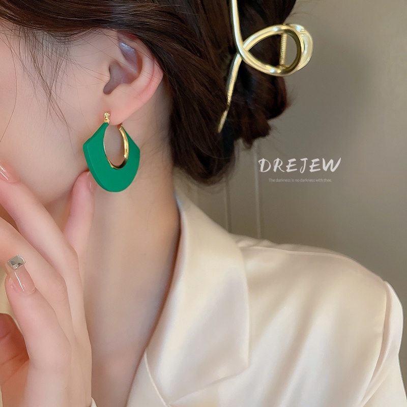 DREJEW Khuyên tai hình quạt tam giác phong cách cổ điển thời trang cho nữ