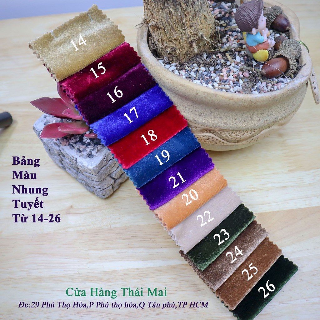 Vải Nhung Tuyết,Vải nhung 7 biên,Vải nhung trơn,Hàng chính phẩm đủ màu - ThaiMaiTM (Màu số 1-20)