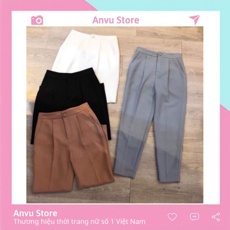 Quần baggy nữ công sởFREESHIPcạp cao cúc bọc vải tuyết mưa cao cấp [ANVU STORE QNU11]