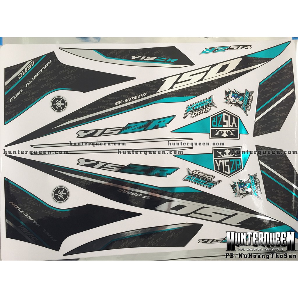 Tem Exciter 150. Tem rời CROM, Y15ZR xanh. Dán xe đen. Xe màu khác vui lòng inbox