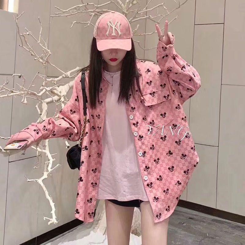 Jiashucheng Áo Sơ Mi Tay Dài In Hoạt Hình Mickey Hai g Phong Cách Kuaishou Kuaishou Dành Cho Bạn Nữ