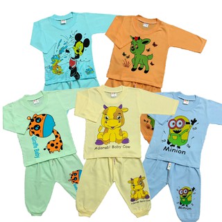 Bộ (1 bộ) quần áo trẻ em thun cotton SUSU | Mẫu Dài Màu Bo Gấu | Size 1-8 cho bé 5-21kg| Đồ bộ bé trai, bé gái