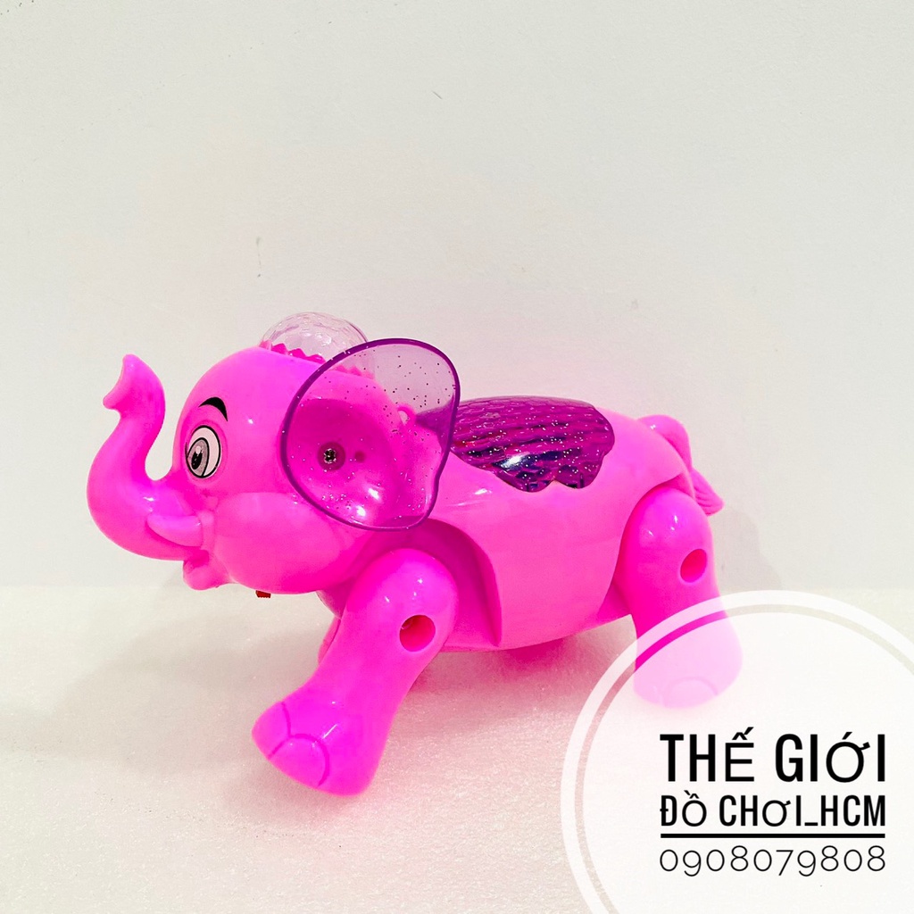 [ĐÈN-NHẠC] Đồ chơi chú voi chạy pin có dây cho bé dắt đi dạo.