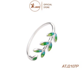 Nhẫn hở hình lá xanh có thể điều chỉnh kích cỡ cho vừa tay, thời trang dành cho nữ ATJ2107P - ANTA Jewelry