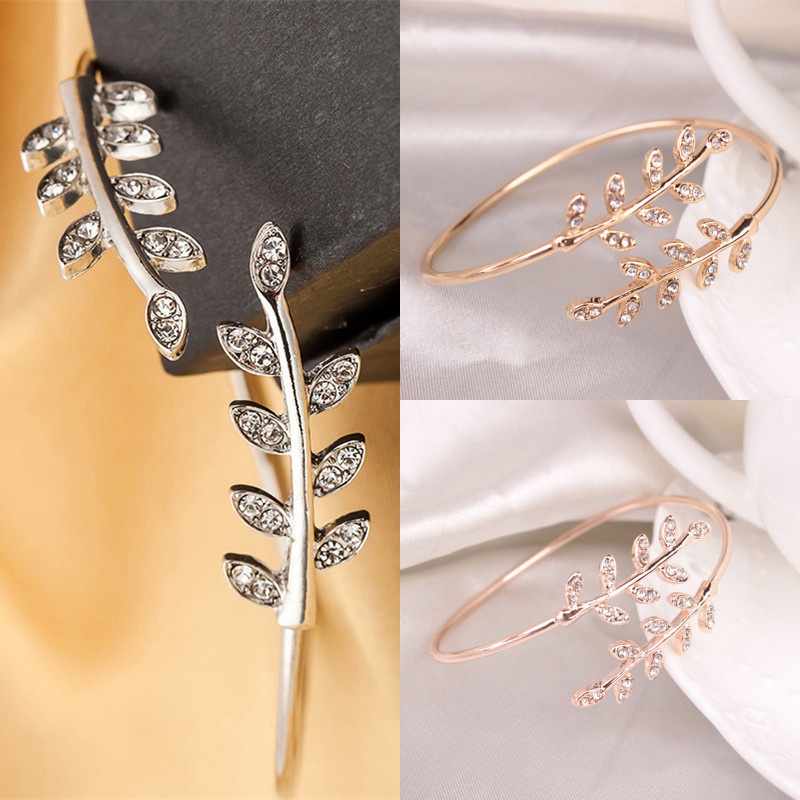 1 Pc Party Jewelry Adjustable Bangles Women Opening Bracelet Fine Bangles Opening Bangles Leaf Bangles