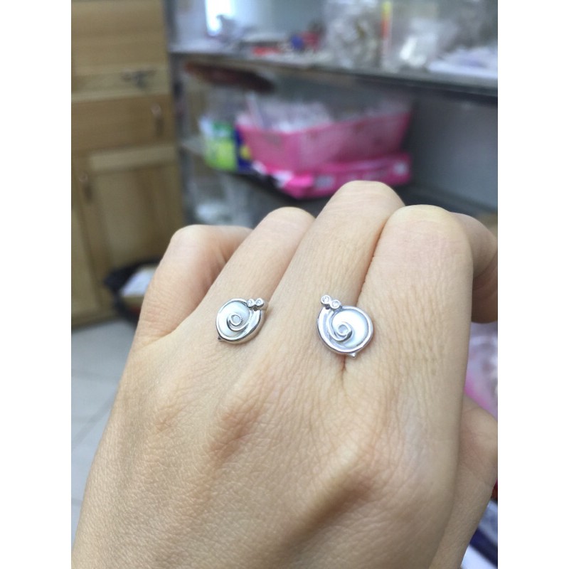 Khuyên tai ốc sên khảm trai nhân tạo bạc thật phủ vàng trắng đẹp NGỌC MẬU