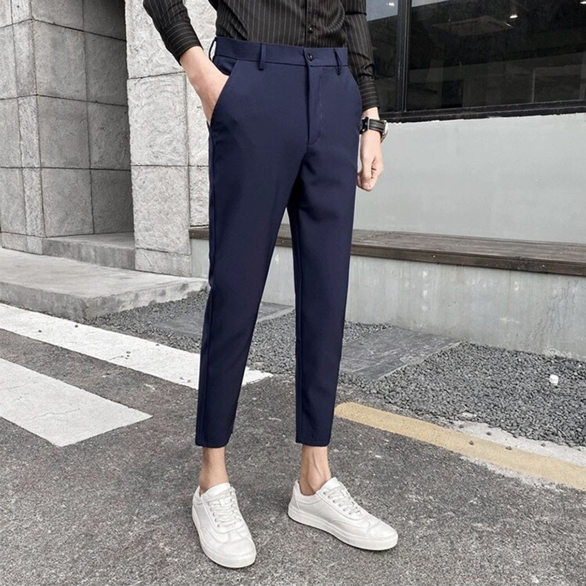 Quần âu nam ống côn vải lụa co giãn,quần tây nam không nhăn,không xù phong cách thời trang | BigBuy360 - bigbuy360.vn